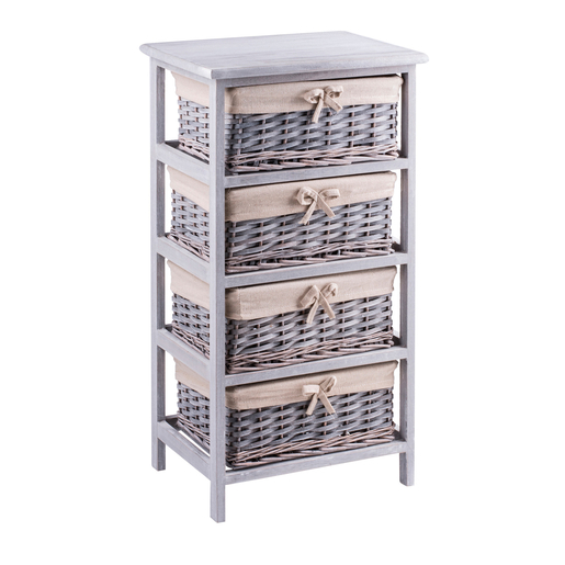 Meuble 4 Paniers Paulownia Gris Meubles De Rangement Pour La
