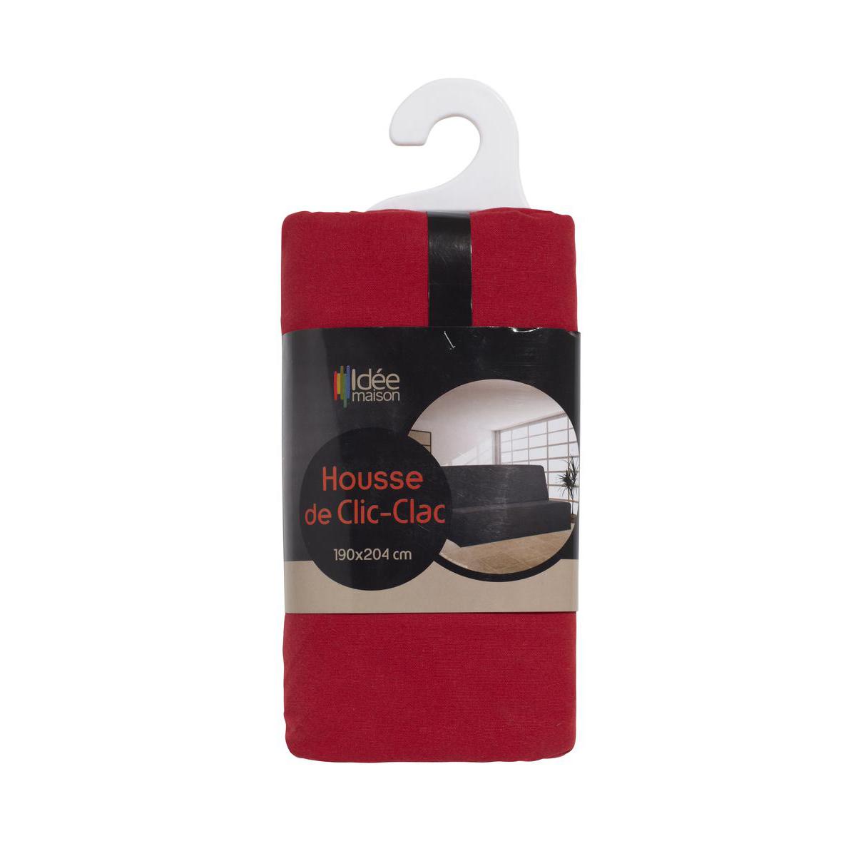 Housse de clic-clac à nouettes - 100 % coton - 190 x 204 cm - Rouge Housse de clic-clac à nouettes - 100 % coton - 190 x 204 cm - Rouge