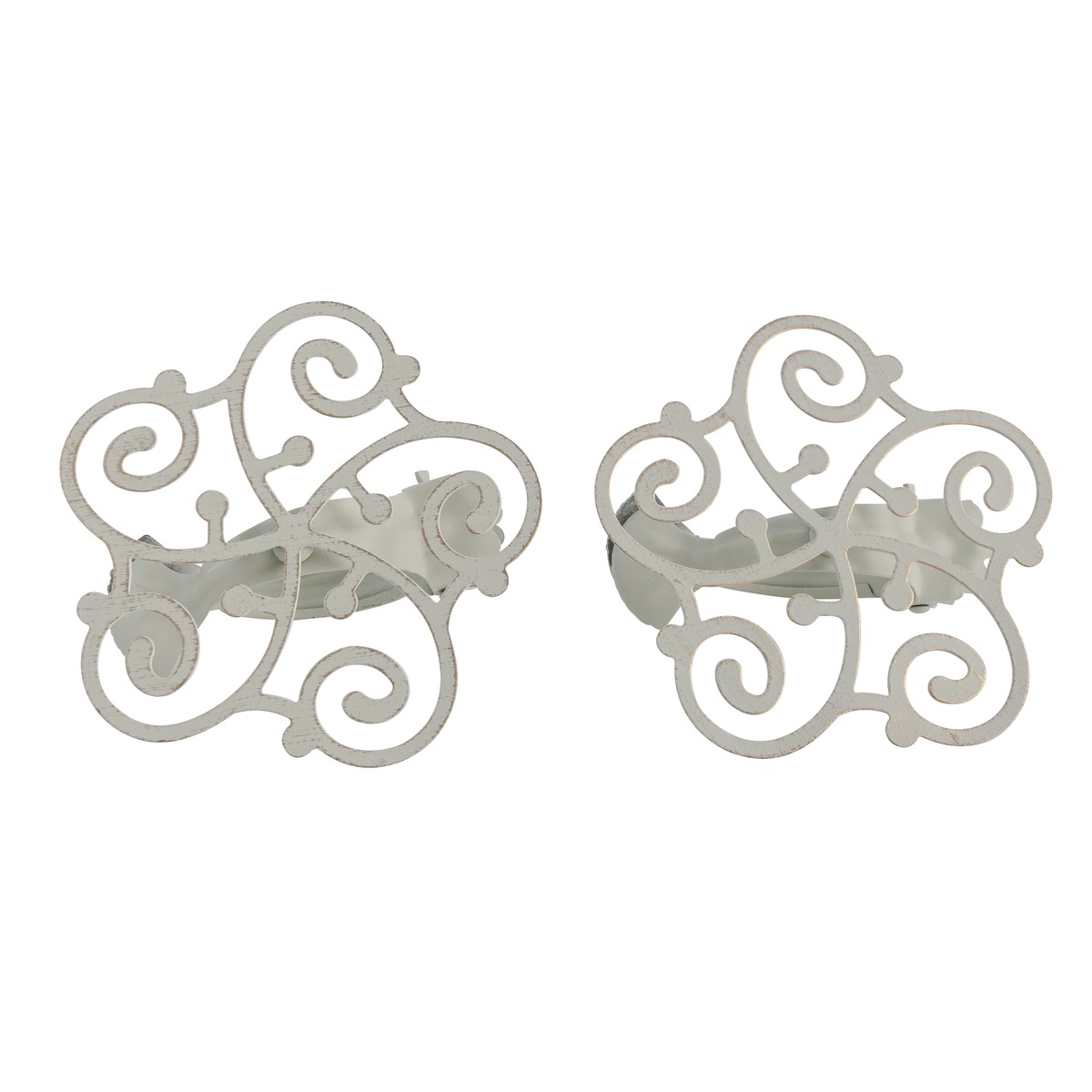 2 pinces en métal arabesque - Diamètre 8,5 cm - Ivoire et or 2 pinces en métal arabesque - Diamètre 8,5 cm - Ivoire et or