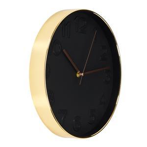 Horloge ronde effet métal précieux - Différents coloris - ø 30.5 x H 4.5 cm - Noir, Or - HOME DECO FACTORY
