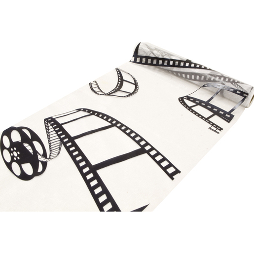 Chemin De Table Intisse Motif Cinema Organza Blanc