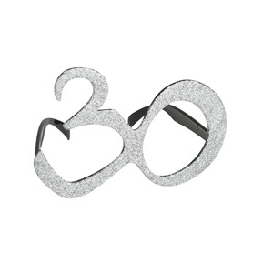 Lunettes géantes pailletées Anniversaire 30 ans - 23 cm - Gris argent