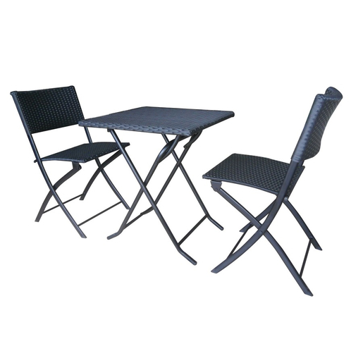 Ensemble Table Et Chaise Balcon Metal Resine Noir Mobilier