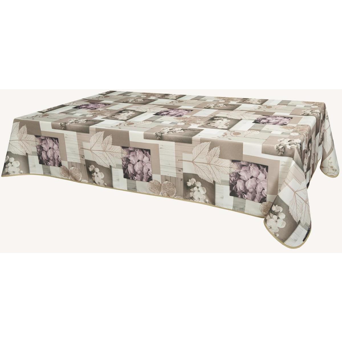 Toile cirée rectangulaire - 100 % Polyester - 145 x 300 cm - Marron taupe Toile cirée rectangulaire - 100 % Polyester - 145 x 300 cm - Marron taupe