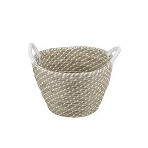 Panier tressé rond Ethnique - ø 34 x H 24 cm