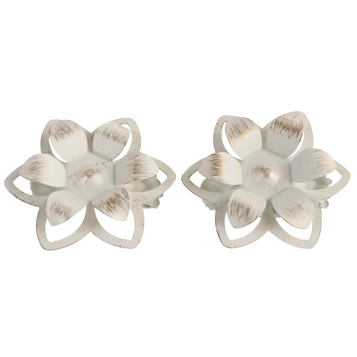 2 pinces en métal fleur - Diamètre 8,5 cm - Écru 2 pinces en métal fleur - Diamètre 8,5 cm - Écru