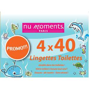 Lot de 4 paquets de lingettes - Cellulose de papier et ouate - 18 x 2 x H 11 cm - Blanc