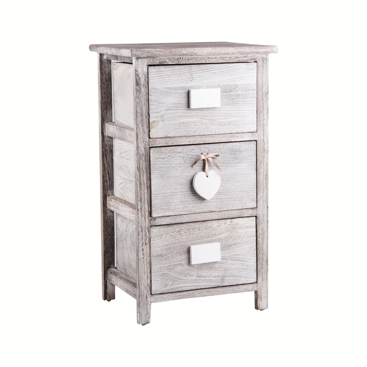 Meuble de rangement 3 tiroirs - Bois - 35 x 28 x H 60,5 cm - Gris