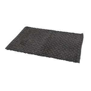 Tapis de salle de bain moelleux aspect naturel - 60 x 90 cm - Gamme Damier - Gris