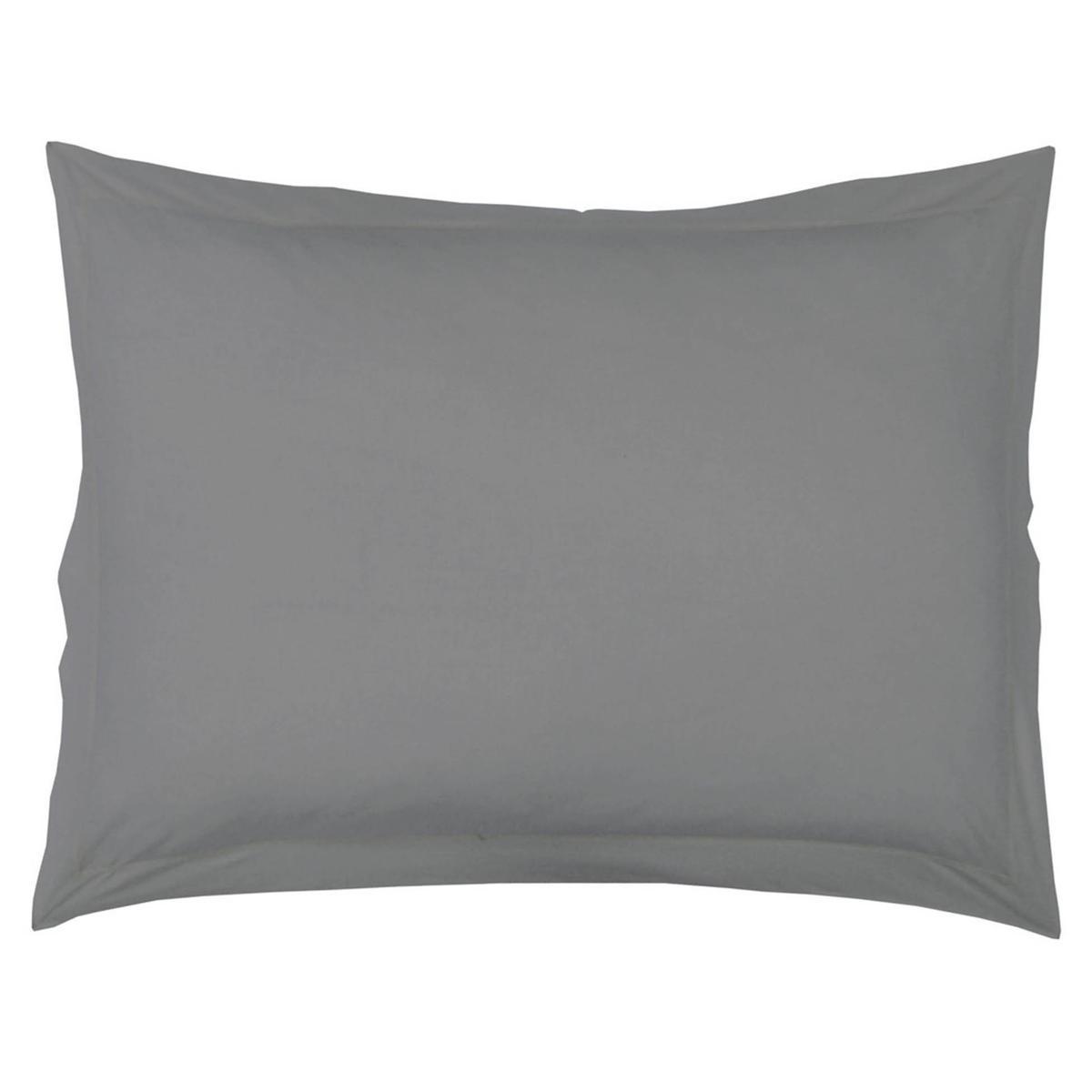 Taie d'oreiller volant plat 100% coton 57 fils 50 x 70 cm - Gris anthracite Taie d'oreiller volant plat 100% coton 57 fils 50 x 70 cm - Gris anthracite
