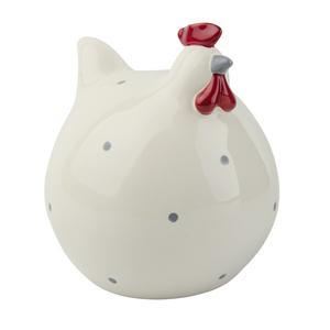 Poule en céramique - Grès - 16 x 14 x H 17 cm - Blanc