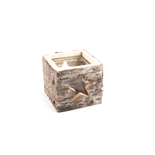 Photophore déco étoile - MDF et verre - 10 x 10 x H 9 cm - Marron Photophore déco étoile - MDF et verre - 10 x 10 x H 9 cm - Marron