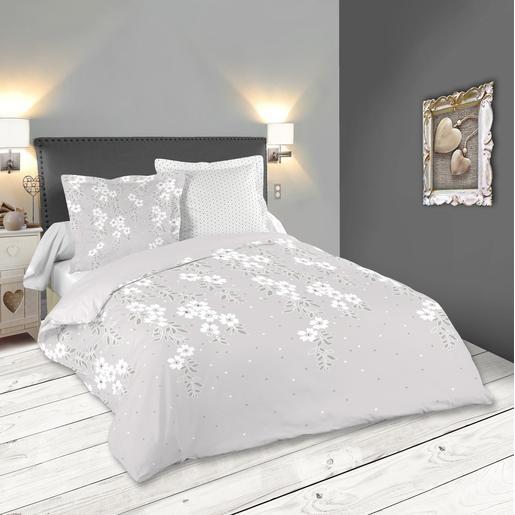 Housse De Couette Gaya Beige Blanc 260 X 240 Cm Linge De
