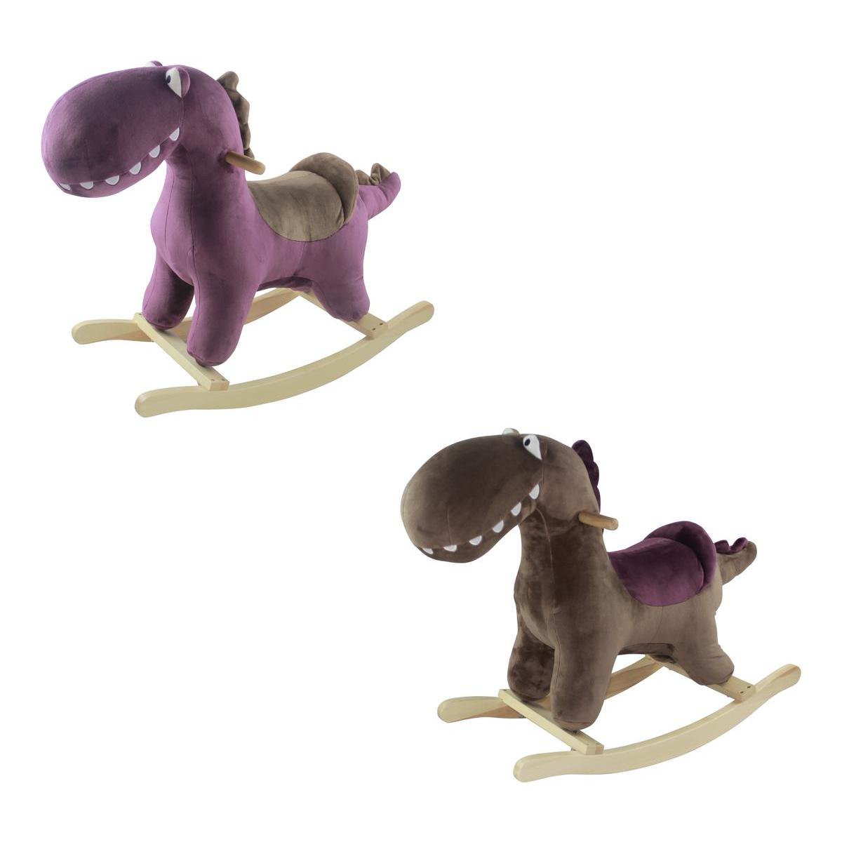 Dinosaure à bascule sonore - Bois et polyester - H 61 cm - Violet ou gris Dinosaure à bascule sonore - Bois et polyester - H 61 cm - Violet ou gris