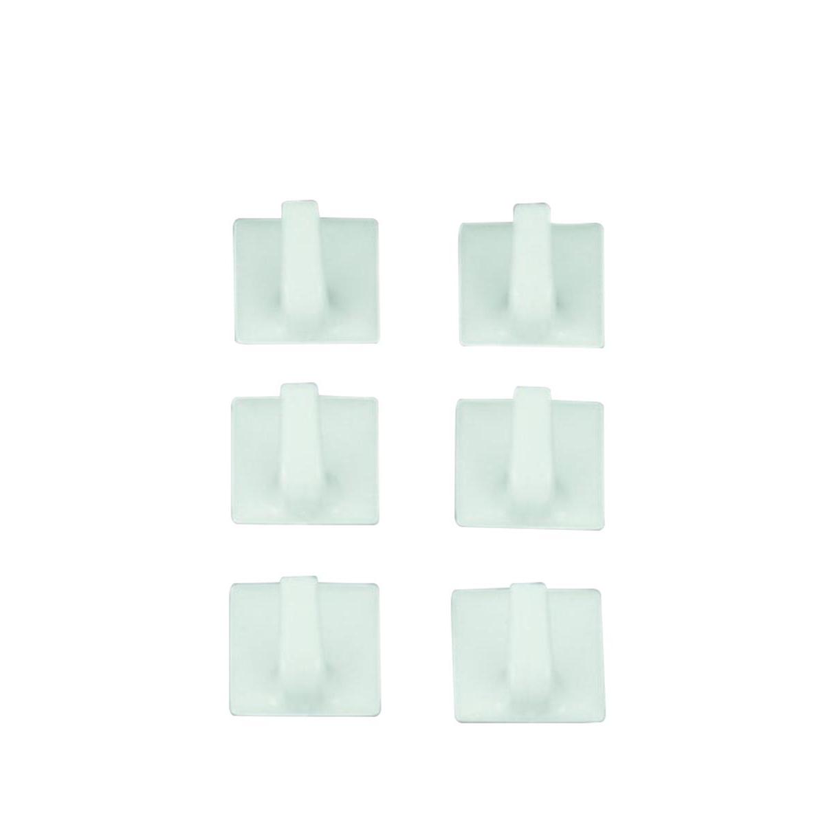 Lot de 6 crochets carrés - Plastique - 16 x 9,5 x 2,2 cm - Blanc Lot de 6 crochets carrés - Plastique - 16 x 9,5 x 2,2 cm - Blanc