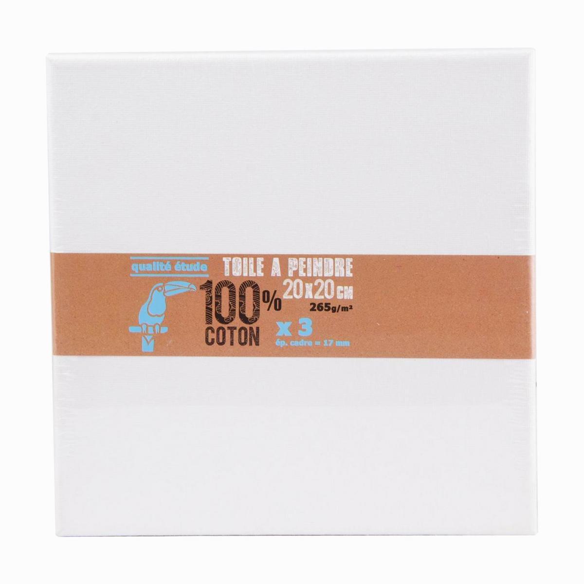 3 toiles à peindre - 20 x 20 cm - Blanc 3 toiles à peindre - 20 x 20 cm - Blanc