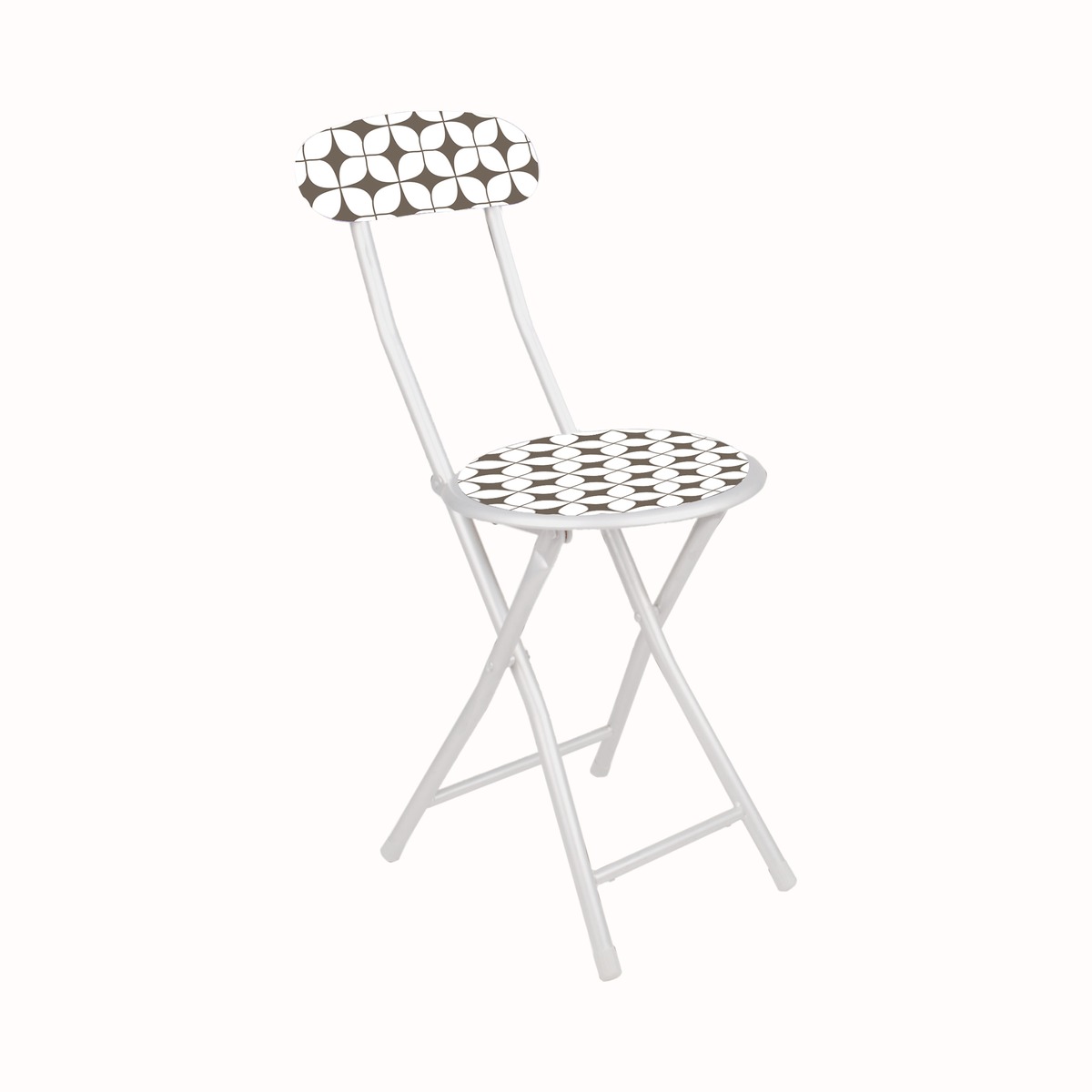 Chaise pliante style rétro - 30 x 44 x H 74 cm - Blanc, beige Chaise pliante style rétro - 30 x 44 x H 74 cm - Blanc, beige