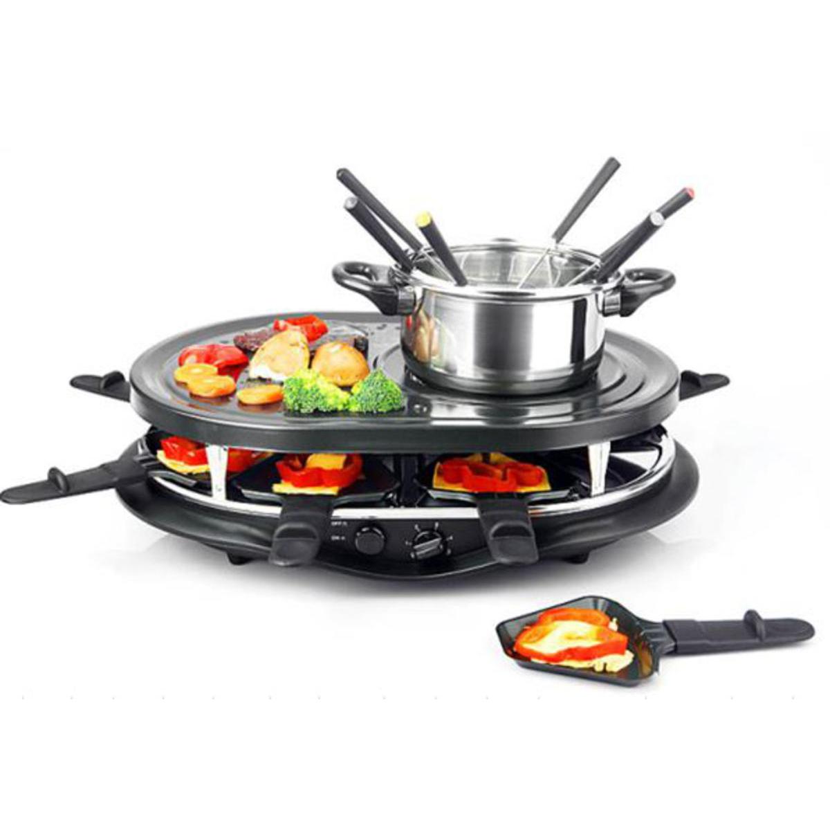 Appareil à raclette 3 en 1 en plastique - 47,5 x 34 x 12,5 cm - Noir et gris Appareil à raclette 3 en 1 en plastique - 47,5 x 34 x 12,5 cm - Noir et gris