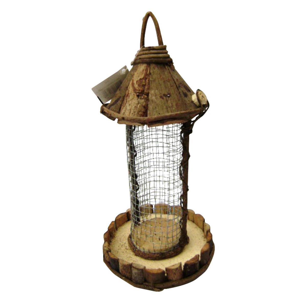 Silo à graines cylindre - Bois - D 14 x 26 cm - Marron