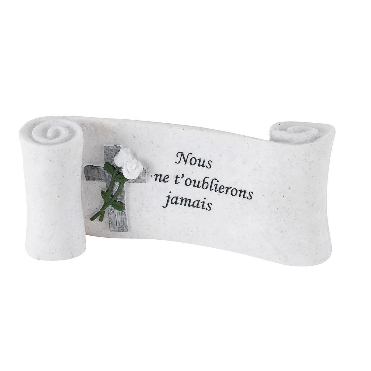 Plaque parchemin - Polyrésine - 23,5 x 10 x H 10 cm - Blanc Plaque parchemin - Polyrésine - 23,5 x 10 x H 10 cm - Blanc