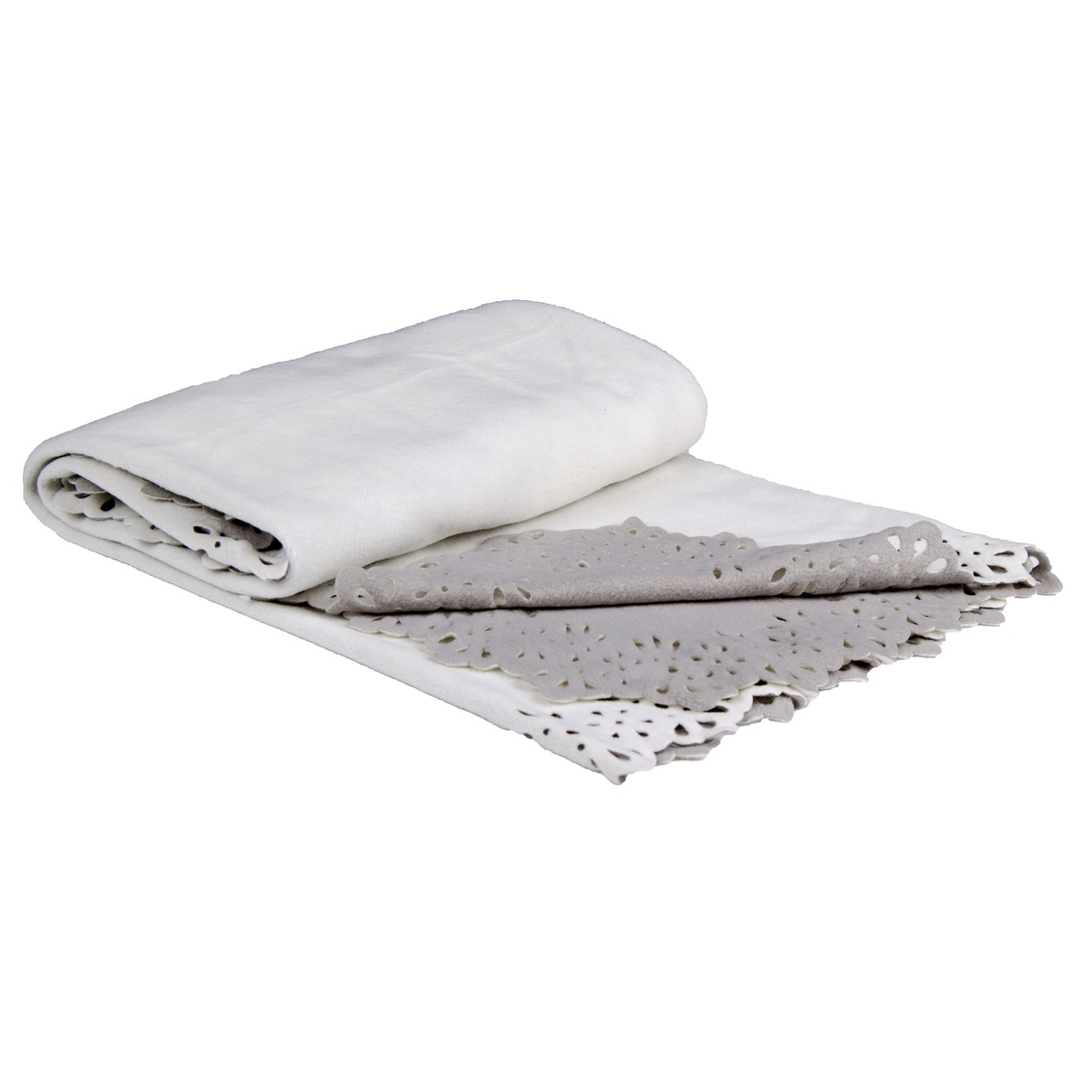 Plaid polaire découpe laser bicolore - 130 x 160 cm - Blanc et gris Plaid polaire découpe laser bicolore - 130 x 160 cm - Blanc et gris