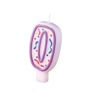 Bougie chiffre 0 en cire - 8,5 x 14 cm - Multicolore