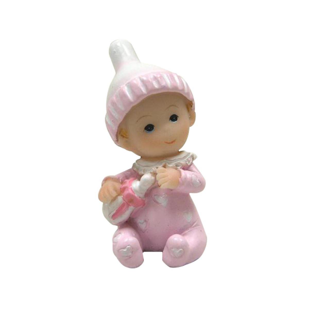 Lot de 2 sujets filles - Résine - 6,5 cm - Rose Lot de 2 sujets filles - Résine - 6,5 cm - Rose