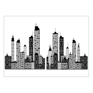 Sticker coloré City - 50 x 70 cm - Modèle Immeubles