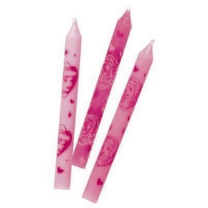 Lot de 12 bougies Princesse en cire - 9 x 17,5 cm - Multicolore