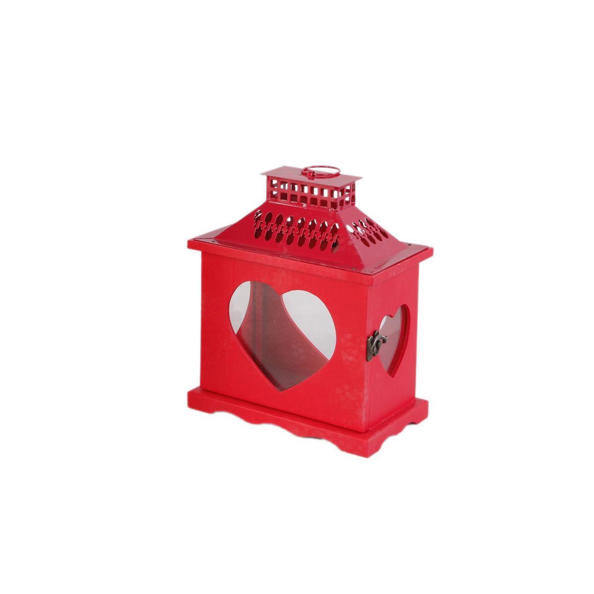 Lanterne cœur - Bois - 22 x 13 x 26 cm - Rouge Lanterne cœur - Bois - 22 x 13 x 26 cm - Rouge