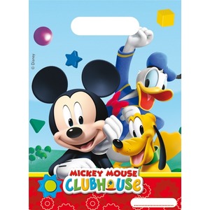 Lot de 6 sacs de fête Playful Mickey en PEBD - 18 x 29 cm - Multicolore
