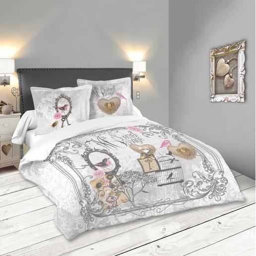 Housse De Couette Mila Beige Blanc Linge De Lit La Foir Fouille