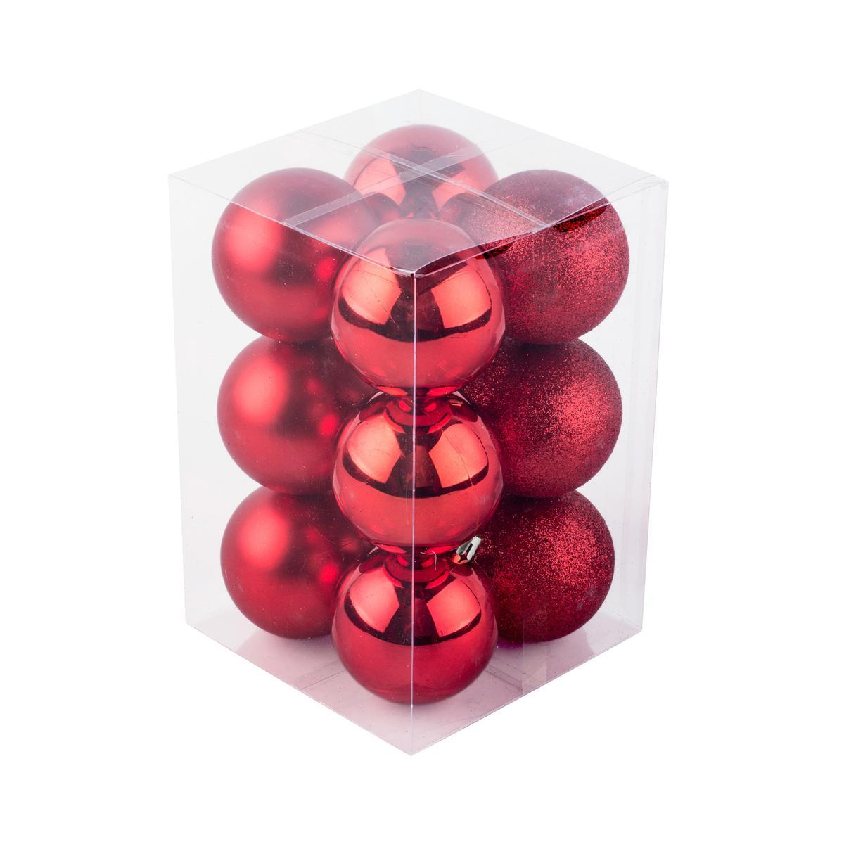 12 boules de Noël assorties - ø 6 cm - Différents coloris - Rouge 12 boules de Noël assorties - ø 6 cm - Différents coloris - Rouge