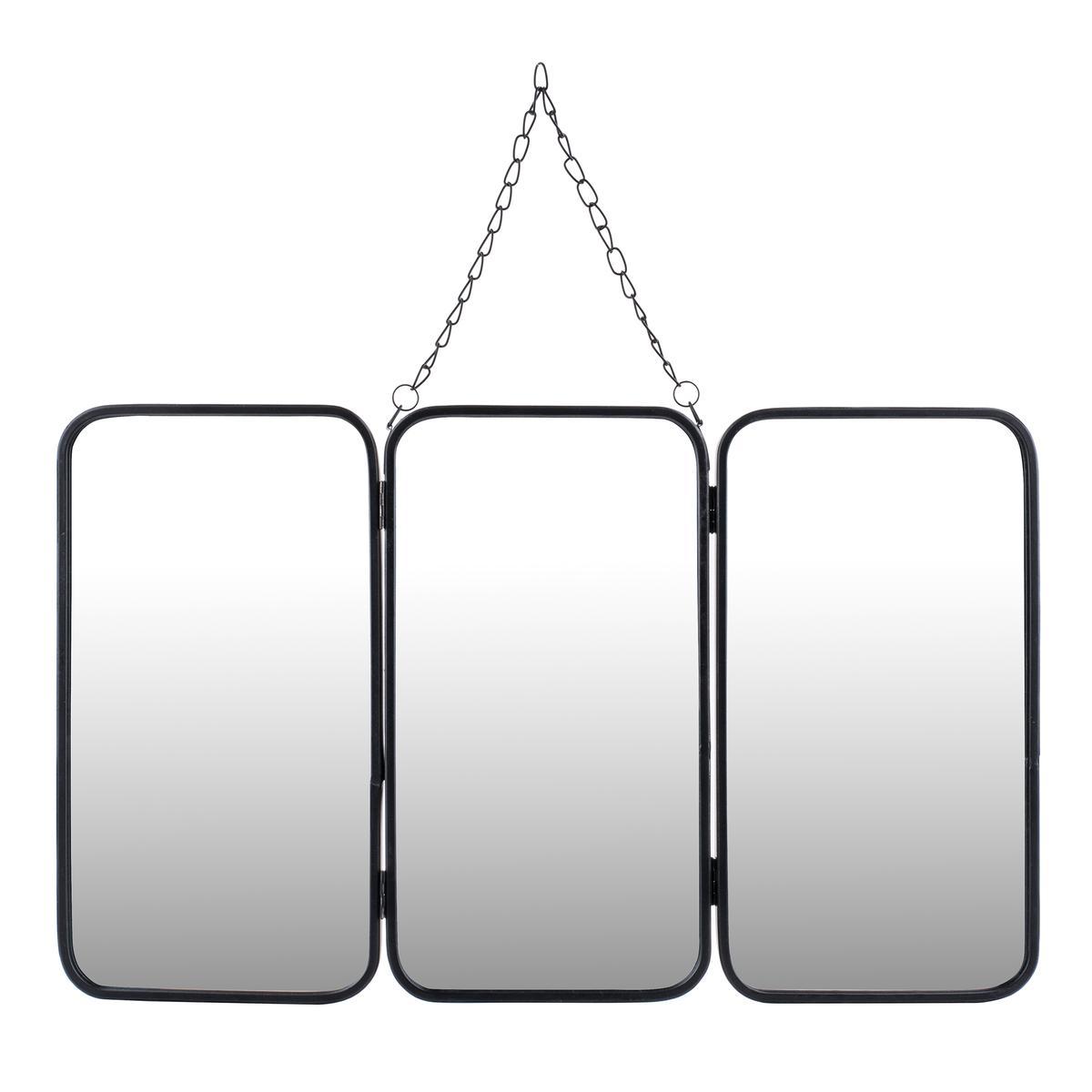 pustes op Men smuk Miroir de barbier triptyque - 30 x 2 x H 48 cm - Noir