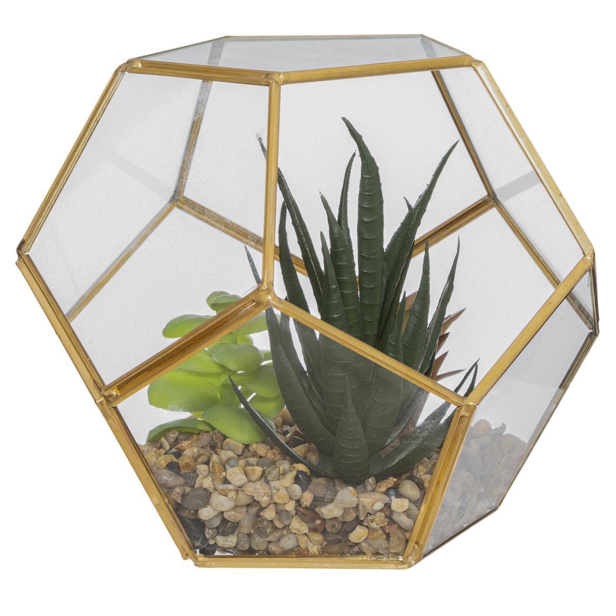 Terrarium à plante artificielle - L 16 x H 14 x l 16 cm - Transparent -  ATMOSPHERA