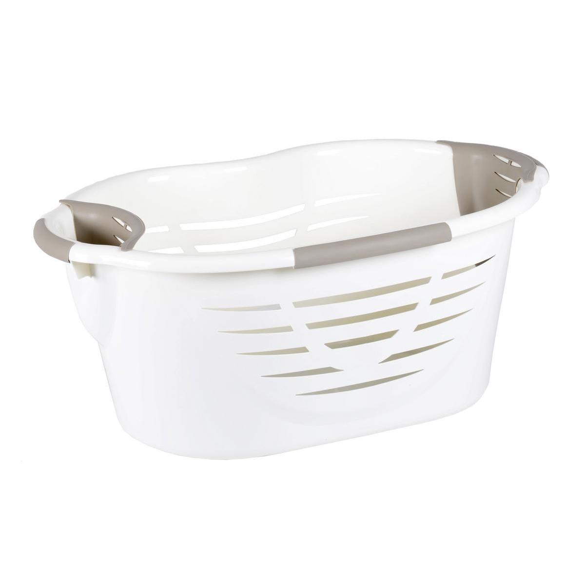 Panier à linge - Plastique - 72 x 48 x H 30 cm - Beige et taupe Panier à linge - Plastique - 72 x 48 x H 30 cm - Beige et taupe