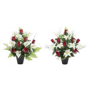 Boutons de Roses et Arum/Lys H 42 cm -