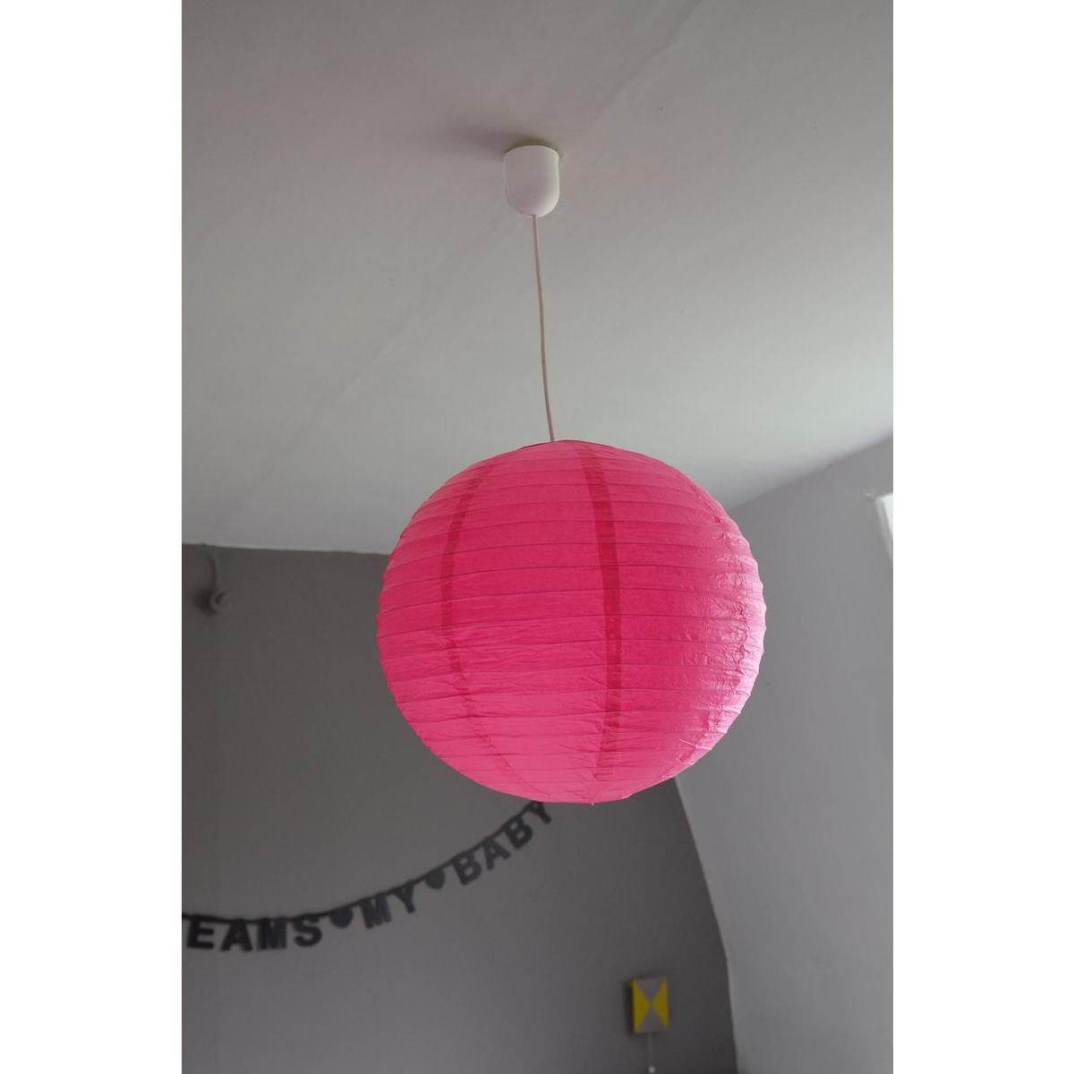 Boule japonaise luminaire - Papier - Diamètre 60 cm - Rose fuchsia