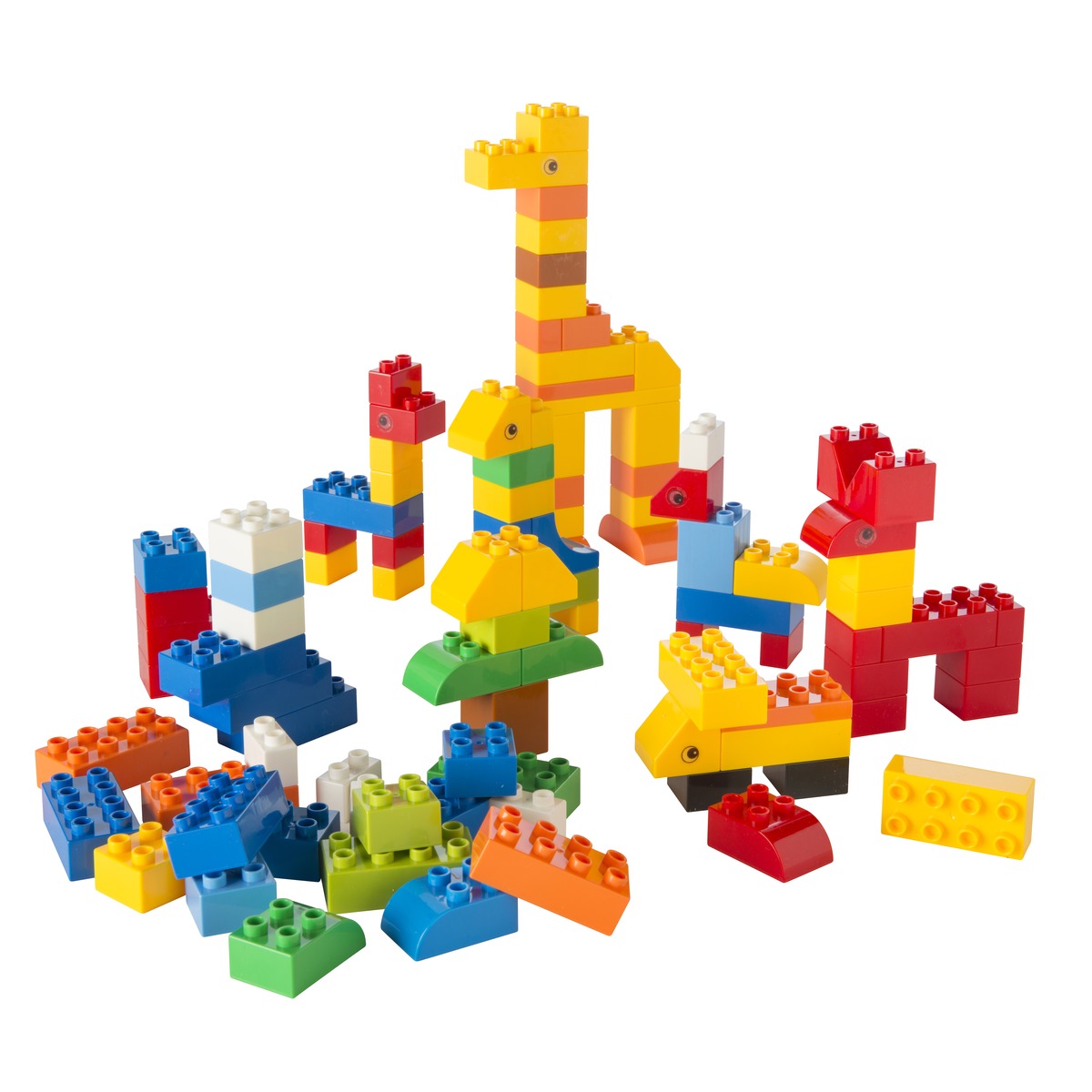 Boîte de 100 blocs de construction - 37 x 30,5 x 8,5 cm - Multicolore