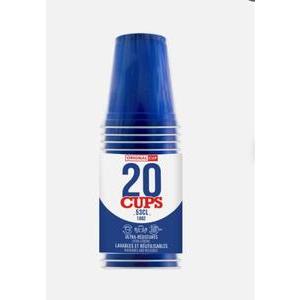 20 gobelets à Beer Pong 25 cl - Plastique - Bleu - 250 g