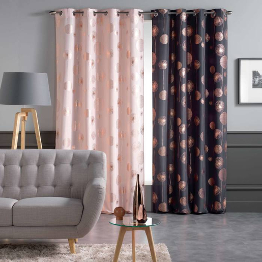 Rideau A œillets Tinette 140 X 260 Cm Gris Rose Rideaux Et