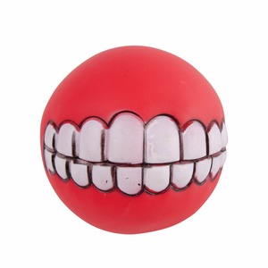 Jouet pour chien balle avec des dents - Diamètre 8 cm - Rouge