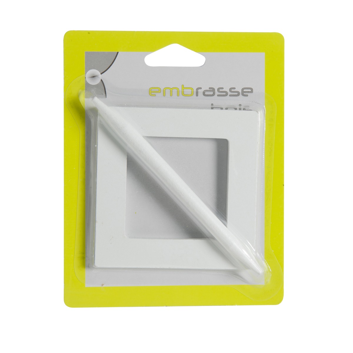 Embrasse carrée en bois - 8,5 x 8,5 cm - Tige 13 cm - Blanc Embrasse carrée en bois - 8,5 x 8,5 cm - Tige 13 cm - Blanc