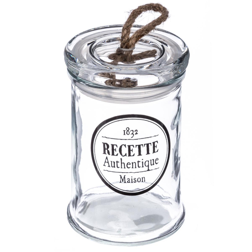 Bocal En Verre Imprime Avec Corde H 12 Cm Materiel De Cuisine
