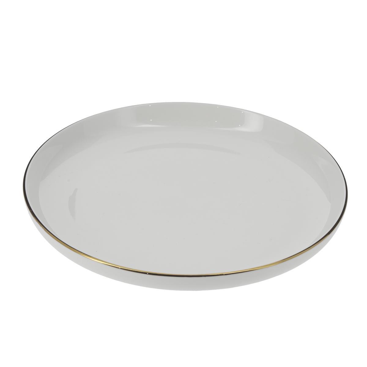 Assiette plate en porcelaine avec liseré doré - ø 27 cm