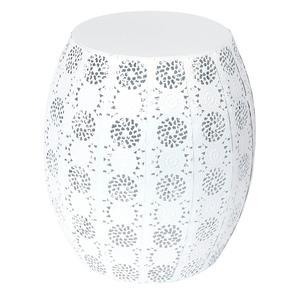 Table d'appoint ajourée métallique - Différents modèles - ø 30 x H 35 cm - Blanc - HOME DECO FACTORY