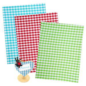 Lot de 3 coupons de tissus autocollant motif Vichy - Coton - 15 x 20 cm - Multicolore