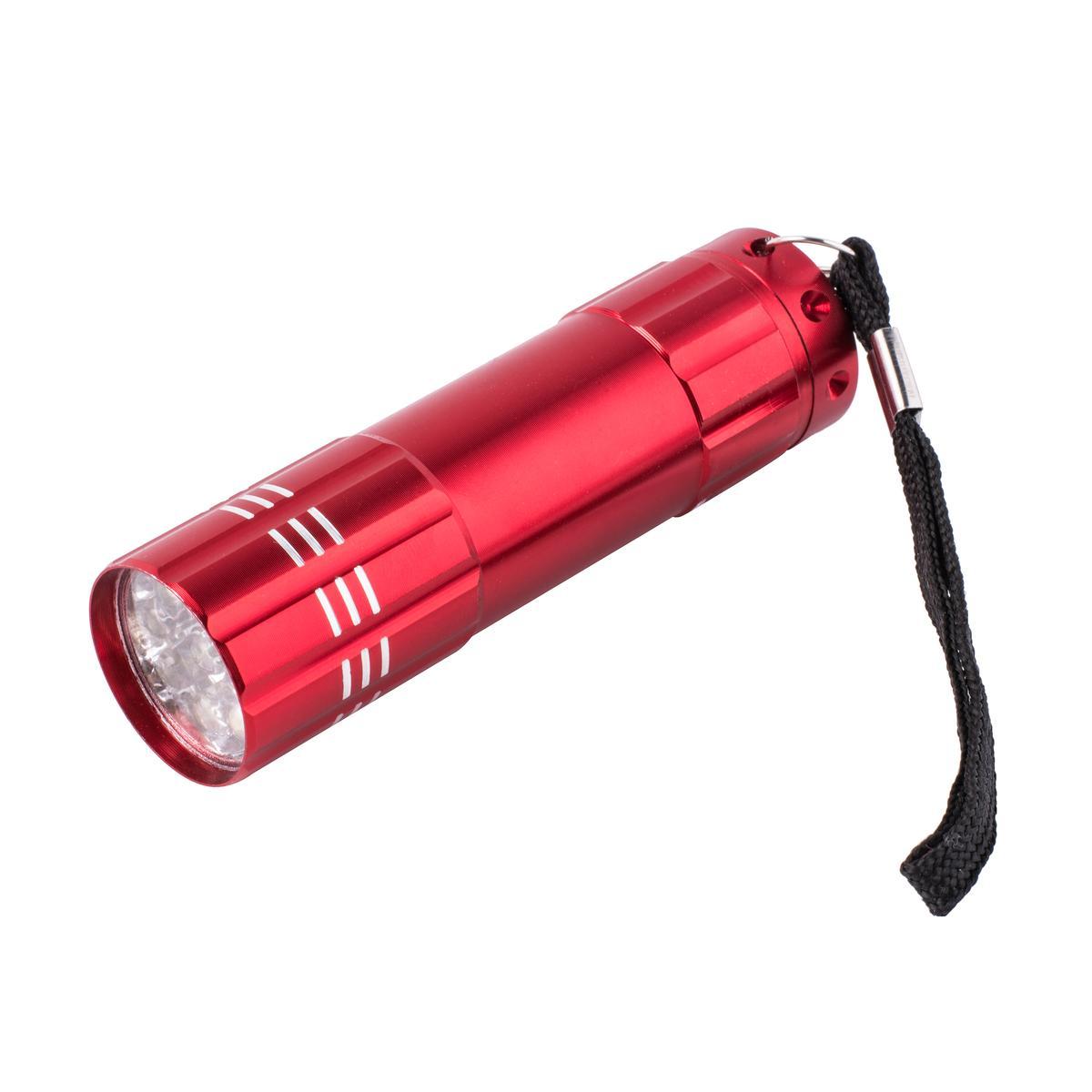 Rouge avec clip - Mini lampe de poche rouge à 9LED, 1mode