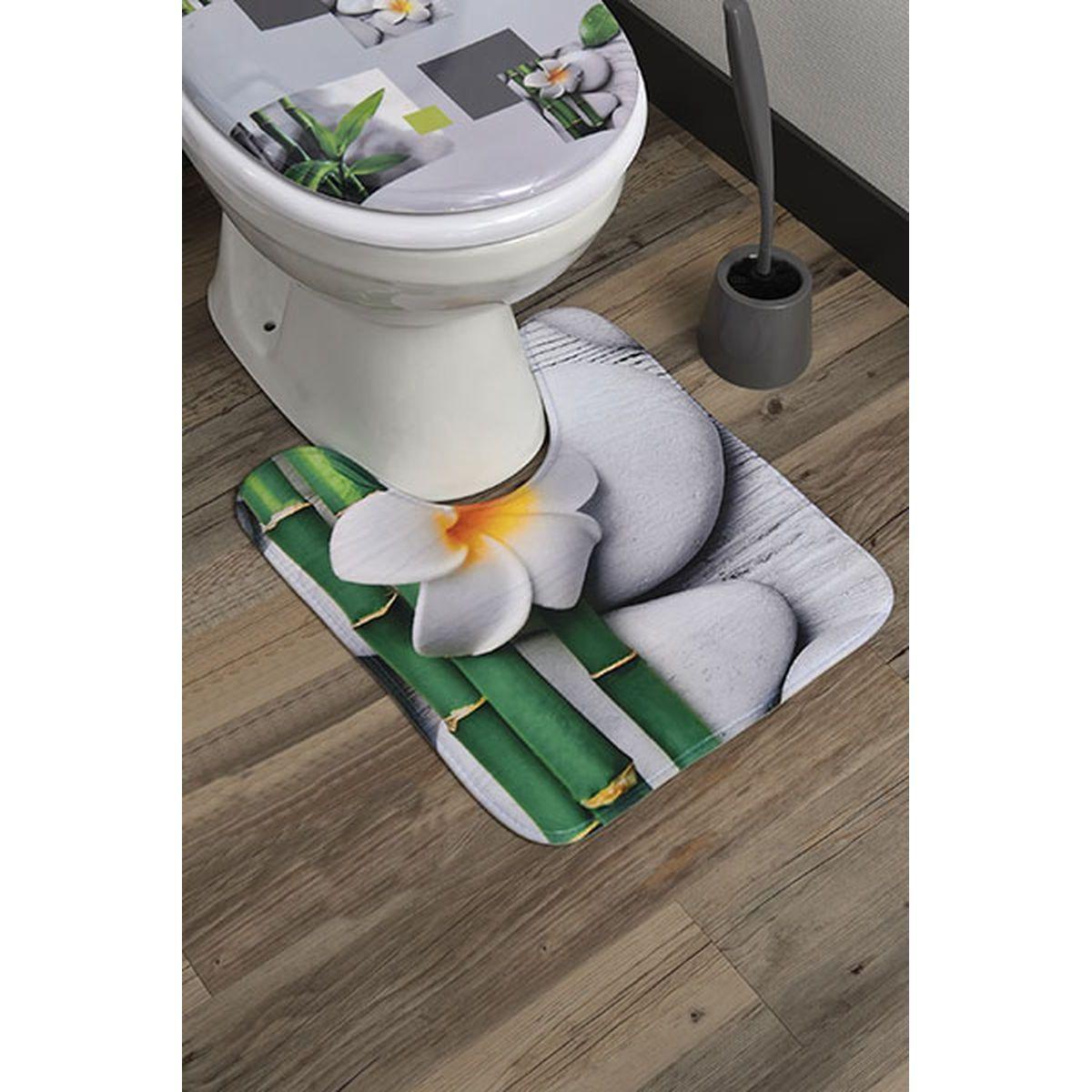 Tapis contour de WC imprimé Jardin zen - Différents modèles - L 50 x l 45  cm - Multicolore