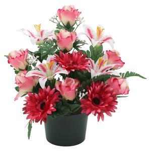 Composition de gerberas de roses et de lys